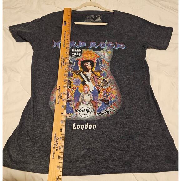 Hardrock Cafe London SzL. SIG29. Jimi Hendrix Rare T shirt. V neck. Gray. Guitar - Picture 4 of 8